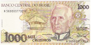 1000 CRUZEIROS

SERIES 1-0210

A 5698037792 A

P # 231B Banknote