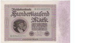 100,000 MARK

G 03422275

P # 83A Banknote