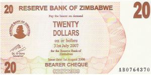 20 DOLLARS

AB0764370

NEW 2006 Banknote