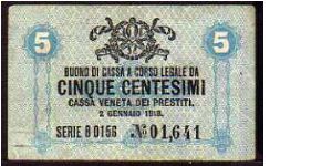 5 Centesimi
Pk M1

(Austrian Occupation of the Veneto) Banknote
