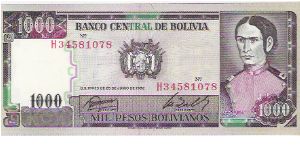 1000 BOLIVIANOS

H34581078 Banknote