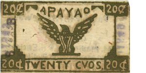 A-105 Apayao 20 centavos note with thick print. Banknote