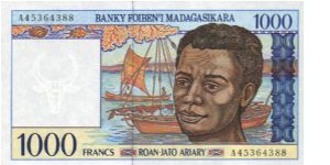 Man on front;  Seafood fishing on back Banknote