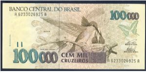 Brazil 100000 Cruzeiros 1993 P235. Banknote