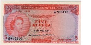 CEYLON--5 RUPEES Banknote