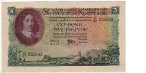 SOUTH AFRICA--
5 POUNDS;
MY FAVORITE COLLECTION. WISH I CAN COMPLETE THE SERIES.... Banknote