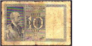 10 Lire
Pk 25c Banknote