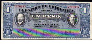 (El Estado de Chihuahua)

1 Peso
Pk s529g Banknote