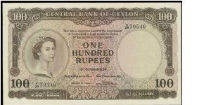 CENTRAL BANK OF CEYLON--
  100 RUPEES Banknote