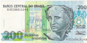 200 CRUZEIROS

A 0516081024 A

P # 229 Banknote