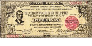 S-648a Negros Occidental 5 Pesos note in series, 4 of 11. Banknote