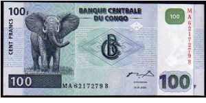 *DEMOCRATIC REPUBLIC*
_________________

100 Francs
Pk 92
----------------- Banknote