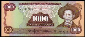 1000 Cordobas
Pk 156b Banknote