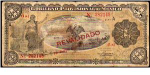 1 Peso
Pk s701b

(Gobierno Provisional de Mexico - Revalidado) Banknote