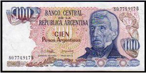 100 Pesos Argentinos__
Pk 315__

1983-1985
 Banknote