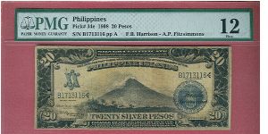 20 Pesos Silver Certificate P-34e graded by PMG as Fine 12. Banknote