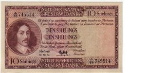south africa-
 10/- the last shillings note Banknote