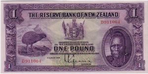 THE RESERVE BANK OF NZ-
 ONE POUND Banknote