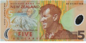 $5. Sir Edmund Hillary on front;  Penguin on back Banknote