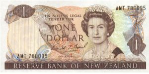 $1; Elizabeth II on front;  Pied Fantail bird on back Banknote