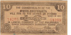 S-131d RARE Bohol 10 centavos note in series, 2 - 3. I will trade this note for notes I need. Banknote