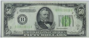 1934 $50 NEW YORK FRN (BRIGHT LIME GREEN SEAL) Banknote