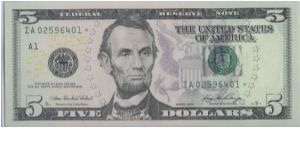2006 COLORIZED $5 STAR NOTE 1 0F 15 CONSECUTIVE NOTES Banknote
