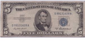 1953 A $5 SILVER CERTIFICATE Banknote