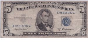 1953 A $5 SILVER CERTIFICATE Banknote