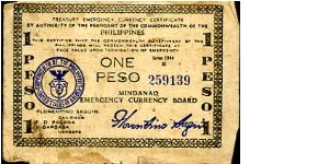 1 peso 
Emergency Money
Mindanao
Blue seal Banknote