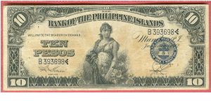 Ten Pesos Bank of the Philippine Islands P-8b. Banknote