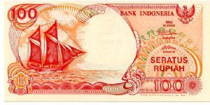 100 Rupiah 
Red
Sailboat Pinisi 
Volcano Anak Krakatau
Wtrmrk Man Banknote