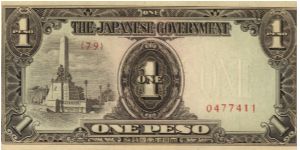 PI-109 Philippine 1 Peso note under Japan rule with scarce plate number 79 in series, 2 - 4. Banknote