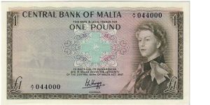 CENTRAL BANK OF MALTA-
 ONE POUND Banknote