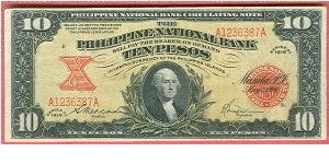 Ten pesos Philippine National Bank Circulating Note P-47b. Banknote