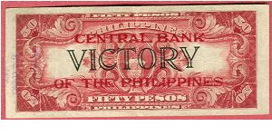 Fifty Pesos Victory Series 66 with Central bank Overprint P-122b. Banknote