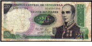 20 Bolivares
Pk 71

(20-10-1987) Banknote