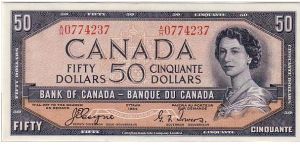 BANK OF CANADA-
 $50 QEII DEVIL IN HER HAIR Banknote