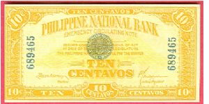 Ten Centavos PNB Circulating Note P-39. Banknote