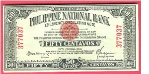 Fifty Centavos PNB Circulating Note P-41. Banknote