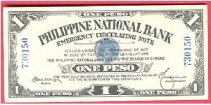 One Peso PNB Circulating Note P-42. Banknote