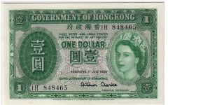 GOVERNMENT OF H.K.-
 $1.00 Banknote