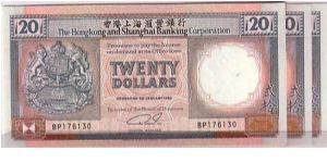 H.K. HSBC
 $20. Banknote
