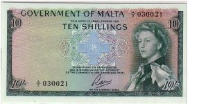 MALTA- TEN SHILLINGS Banknote