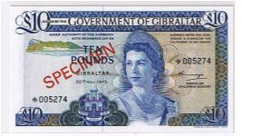 GOVERNMENT OF GIBRALTAR-
 10 POUNDS Banknote