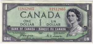 BANK OF CANADA-
 $1.0 QEII DEVIL IN HER HAIR Banknote