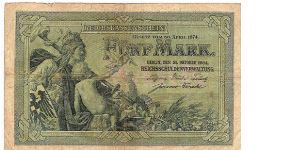 5 marks; October 31, 1904

Part of the Dragon Collection! Banknote