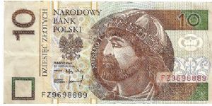 10 zloty; March 25, 1994 Banknote