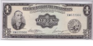 1949 CENTRAL BANK OF THE PHILIPPINES 1 PESO

P133h Banknote
