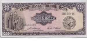 1949 BANK OF THE PHILIPPINES 10 PESOS


P136e Banknote